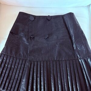 Zara Black Pleated Skirt (pleather)